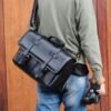 La Vaches' Leather - Tas Kamera Selempang Pria Kulit Sapi Asli - Basic DSLR