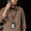 Lavaches' Leather - ID Card Lanyard Gantungan Tali Nama Nametag Kerja Kantor Kulit Sapi Asli - Prabhu