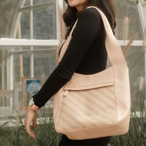 Leswan Leather - Hobo bag Tote bag wanita kulit asli motif batik modern viral - RAINA