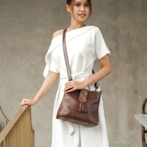 Leswan Leather - Tas Shoulder bag Satchel bag wanita kulit asli motif batik viral - CHIARA