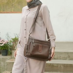 Leswan Leather - Tas selempang wanita kulit asli polos motif batik viral - FLAVIA