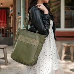 Leswan Leather - Tote bag wanita kulit asli motif batik viral - HELGA