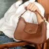 Leswan leather- Tas jenis Shoulder bag (Hobo bag) berbahan kulit asli dengan aksen batik viral - ASHLEY