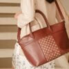 Leswan Leather - Tas Tote bag wanita kulit asli motif batik viral - TANIA