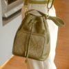 Leswan leather- Tas jenis Bucket bag berbahan kulit asli dengan aksen batik viral - JELITA