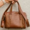 Leswan leather- Tas jenis Satchel bag berbahan kulit asli dengan aksen batik viral - ALMA