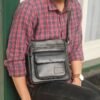 Garvi Slingbag - Tas Selempang Kerja Muat Tab Mesengger Bahu Pria Kulit Sapi Asli - La Vaches' Leather