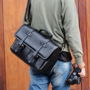La Vaches' Leather - Tas Kamera Selempang Pria Kulit Sapi Asli - Basic DSLR