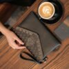 Leswan Leather - Clutch Bag wanita kulit asli motif batik viral - ARUNA