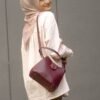 Leswan Leather - Tas Satchel bag wanita kulit asli motif batik viral - GIANA