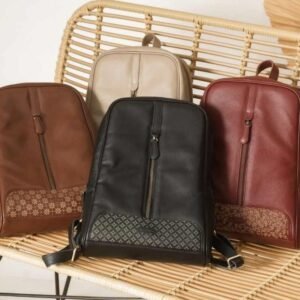 Leswan Leather - Tas ransel wanita kulit asli polos motif batik viral - RUMI RANSEL