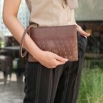 Leswan leather- Dompet Clutch Handbag Pouch wanita kulit asli polos motif batik viral - KILA