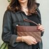 Leswan leather- Dompet Clutch Handbag Pouch wanita kulit asli polos motif batik viral - KILA