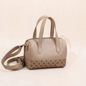 Leswan leather- Tas jenis Bowler bag wanita berbahan kulit asli dengan aksen batik viral - LARAS