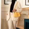 Leswan leather- Tas jenis Flap bag wanita berbahan kulit asli dengan aksen batik viral - LUCIA