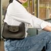 Leswan leather- Tas jenis Shoulder bag (Hobo bag) berbahan kulit asli dengan aksen batik viral - ASHLEY