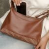 Leswan leather- Tas wanita hobo kulit asli polos motif batik viral - FELISHA