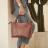 Leswan leather- Tas wanita jenis Handbag kulit asli aksen batik berkualitas viral - VIENA