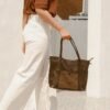 Leswan leather- Tas wanita jenis Totebag kulit asli aksen batik viral - SALSA