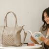 Leswan leather- Tas wanita jenis Totebag kulit asli aksen batik viral - SALSA