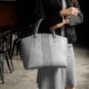 Leswan leather- Tas wanita jenis Totebag kulit asli polos motif batik viral - NINDYA