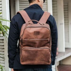 Mahameru Backpack - Tas Laptop Dokumen Ransel Kerja Travel Pria Kulit Sapi Asli - La Vaches Leather